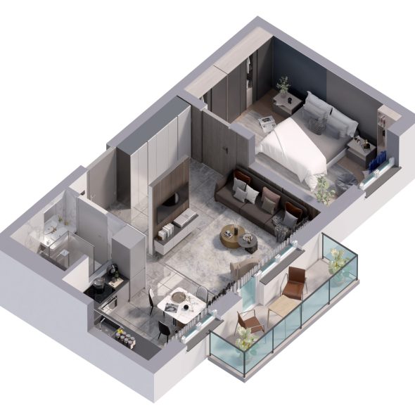 Powierzchnia Apartamentu - 43.58 m²