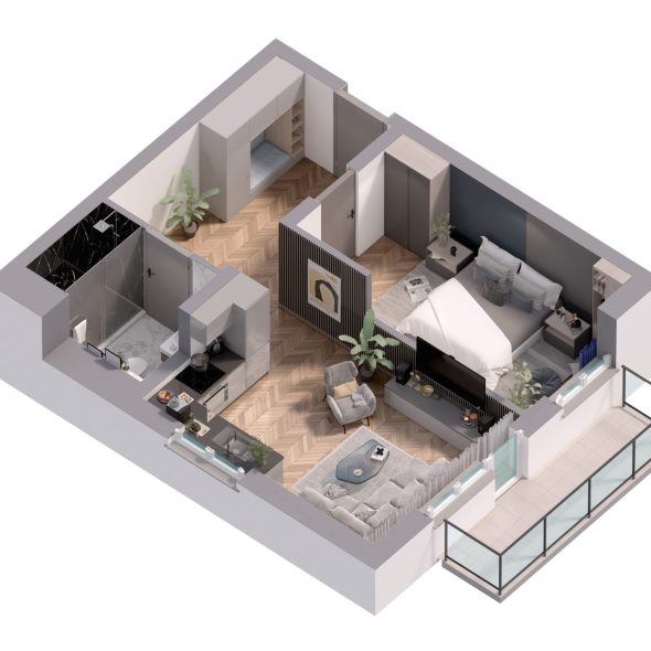 Powierzchnia Apartamentu - 43.14 m²